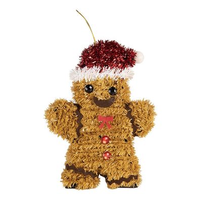Clayre & Eef Weihnachtsanhänger Pfefferkuchenmann 12x3x16 cm Braun Kunststoff