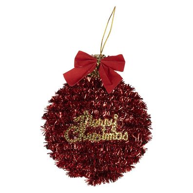 Clayre & Eef Weihnachtsanhänger Christbaumkugel 12x4x14 cm Rot Kunststoff