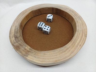 E5 Würfelbrett Holz Würfel Filz braun Neu Würfeltablett Holzwurfring Spielschale