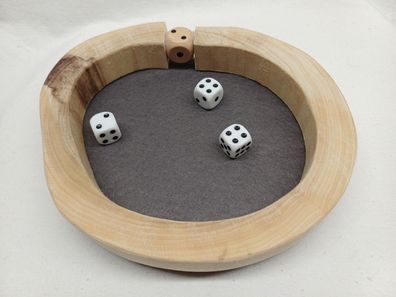 B6 Würfelbrett Holz Würfel Filz grau Würfelbehälter Holzring Unikat Unterlage