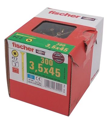 300x fischer Spanplattenschrauben 3,5x45 PZ2 Holzschrauben verzinkt Teilgewinde