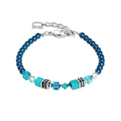Armband - Edelstahl - Cubes Türkis & Perlen