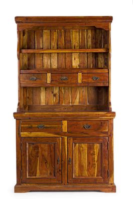 Schrank Chateaux aus Akazienholz, klassisch massiv, 190 cm hoch, natur, mit 5 Schubla
