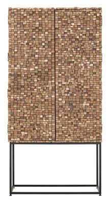 Schrank Sticks aus Teakholz, modernes Design, natur, 90 cm, Metallgestell, montiert g