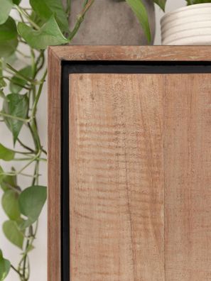 Schrank Metropole aus recyceltem Teakholz, modernes Design, Natur, 90 cm breit, Metal