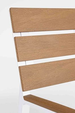 Gartenbank Isak aus Aluminium und Polyholz, modern, weiß natur, stapelbar für Outdoor