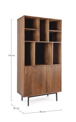 Schrank Tadita aus Mangoholz, modernes Design, 2 Türen, braun, 85 cm, Push-to-Open-Sy