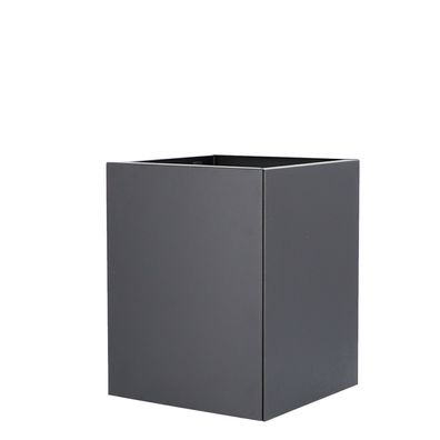 Vase Planter aus pulverbeschichtetem Stahl, modern, schwarz, mit Rollen und Einlegebo