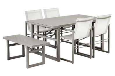 Gartenbank Vevi aus Aluminium, modern, beige, 105 cm Breite, pflegeleicht und stabil