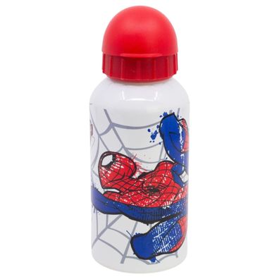 Spiderman Wasserflasche 400 ml Aluminium Flasche Schule & Freizeit mit Sicherheits