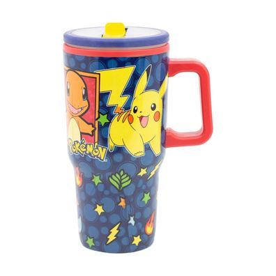 Pokemon Thermobecher 640 ml Edelstahl doppelwandiger Trinkbecher mit Trinkhalm