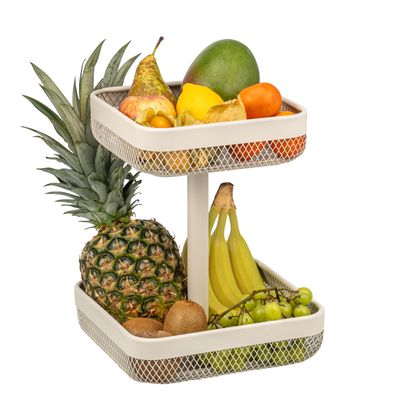 eluno 2-stöckige eckige Obstetagere, 20 x 20 cm und 25 x 25 cm, aus Metall in beige