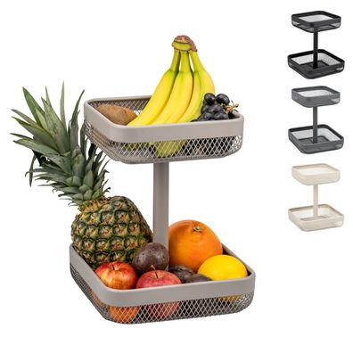 eluno 2-stöckige eckige Obstetagere, 20 x 20 cm und 25 x 25 cm, aus Metall