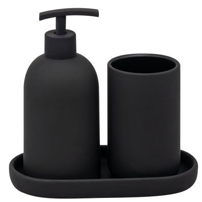 eluno Bad-Accessoires Set CERANO 3tlg. Soft-Touch aus Keramik in Schwarz