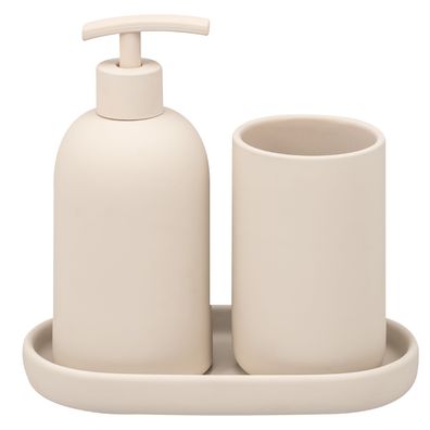 eluno Bad-Accessoires Set CERANO 3tlg. Soft-Touch aus Keramik in beige