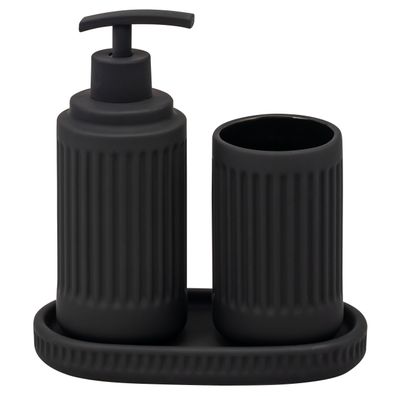 eluno Bad-Accessoires Set Cascina 3tlg. Soft-Touch aus Keramik in Schwarz