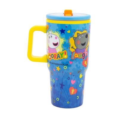 Peppa Pig Thermobecher 640 ml Edelstahl doppelwandiger Trinkbecher mit Trinkhalm