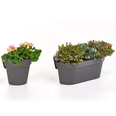 Geländertopf Anthrazit 25 oder 50 cm Hängetopf Blumenkasten Geländertöpfe Hängetöpfe
