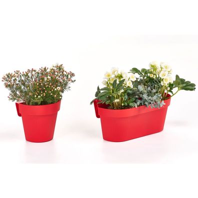 Geländertopf in Rot 25 oder 50 cm Hängetopf Blumenkasten Geländertöpfe Hängetöpfe
