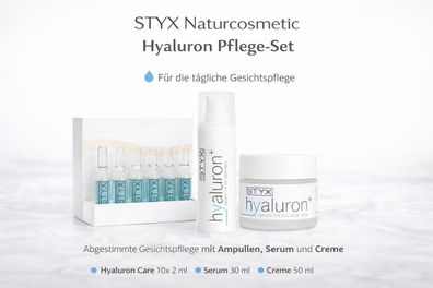 STYX Naturcosmetic Hyaluron Pflege-Set Gesicht Ampullen Serum Creme