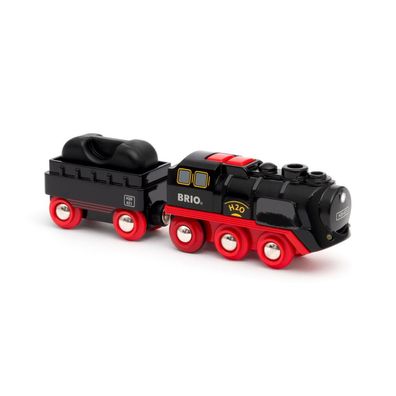 BRIO Batterie-Dampflok mit Wassertank, Spielfahrzeug (schwarz/rot)