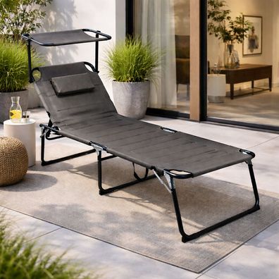 XXL Sonnenliege Gartenliege Liege Aluminium Dach anthrazit klappbar L200xB70cm