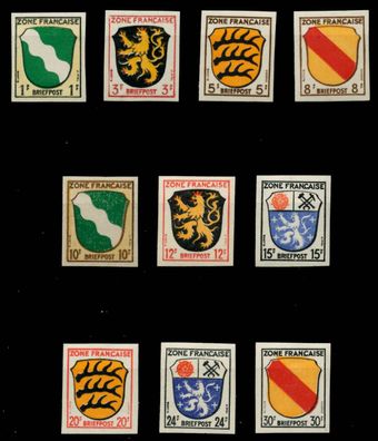 FRANZ. ZONE ALLG. AUSG. Nr 1SU-10SU ungebraucht X6B9712