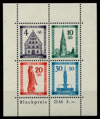 FRANZ. ZONE BADEN Block 1A postfrisch X6DD0FE