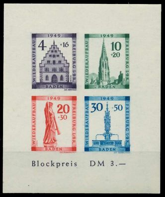 FRANZ. ZONE BADEN Block 1B IV postfrisch gepr. X815D5A