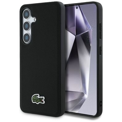 Hülle Lacoste Galaxy S25 Petit Pique schwarz MagSafe Logo Krokodil