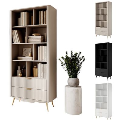 Vitrine LANTO - modernes Design mit offenen Regalen und 2 Schubladen