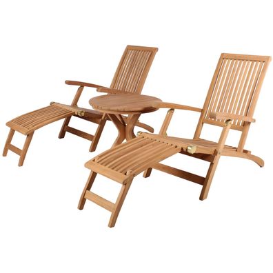 Gartenmöbelgruppe - bene living - Liegestuhl Yacht und Teaktisch Burton