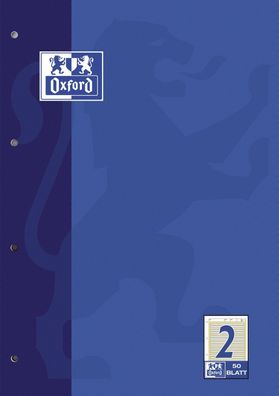 Oxford 100050341 Arbeitsblock Lin.2 A4 50 Blatt 90 g/qm 4-fach Lochung