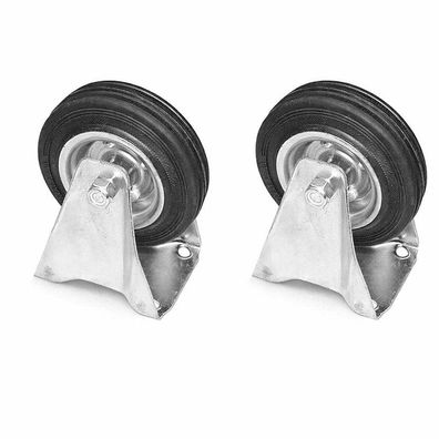 2er Set Bockrollen Ø 50-200 mm - 40-205 kg - Vollgummi mit Fadenschutz