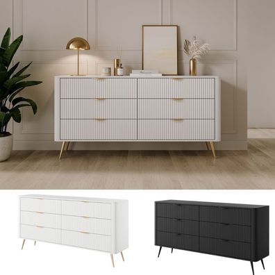 Kommode LANTO 163 6S- modernes Wohnmöbel mit offenen Fächern und 3 Schubladen