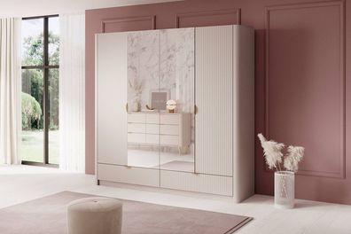 Kleiderschrank LANTO in Beige - moderner Schrank mit stilvollem Design