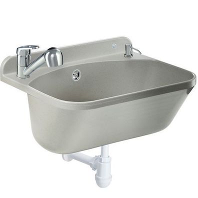 GOSPO Ausgussbecken mit drehbarer Armatur, Siphon, Waschbecken 46 x 36 x 20 cm