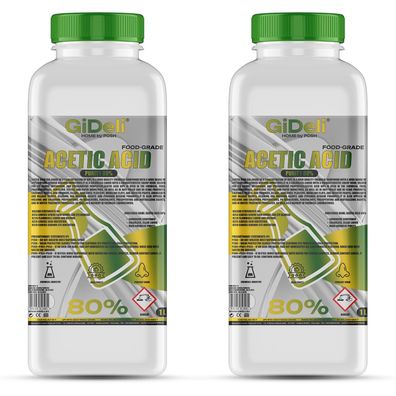 Essigsäure 80% 2L Konzentrat Reinigung Entkalkung Haushalt Essigessenz GiDeli
