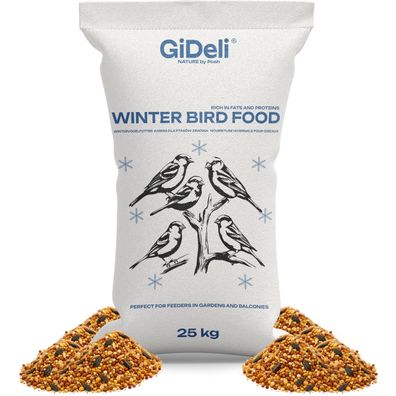 Wildvogelfutter Winter 25kg Streufutter Ganzjährig Meisenfutter Naturmix GiDeli