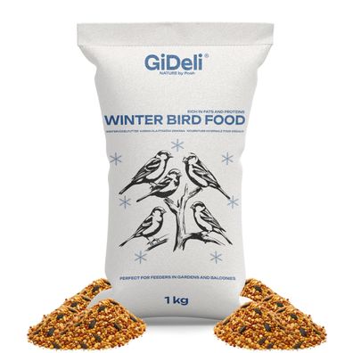 Wildvogelfutter Winter 1kg Streufutter Ganzjährig Meisenfutter Naturmix GiDeli