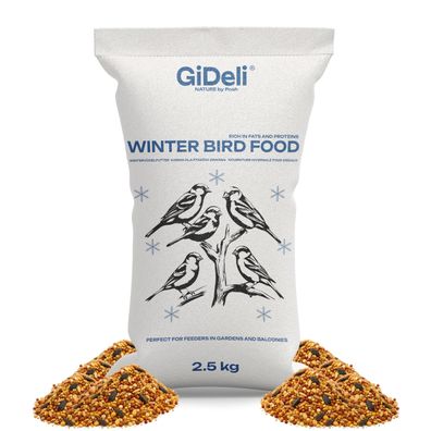 Wildvogelfutter Winter 2,5kg Streufutter Ganzjährig Meisenfutter Naturmix GiDeli