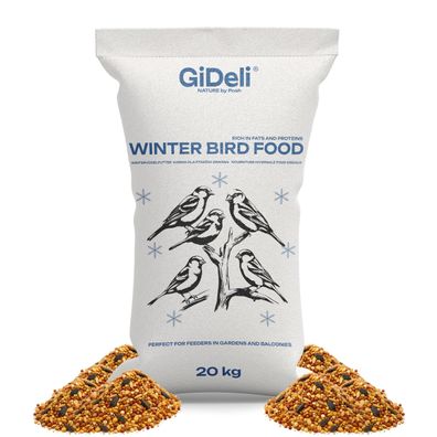 Wildvogelfutter Winter 20kg Streufutter Ganzjährig Meisenfutter Naturmix GiDeli