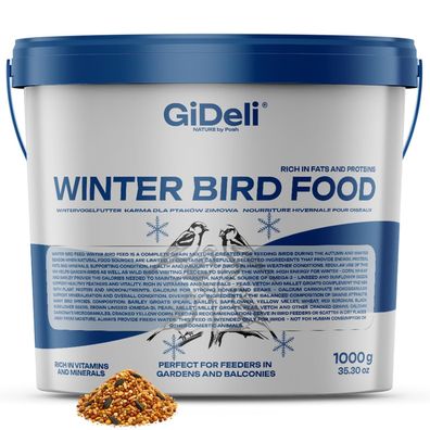 Wildvogelfutter Winter 1kg Streufutter Ganzjährig Meisenfutter Naturmix GiDeli