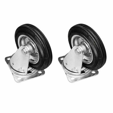 2× Lenkrolle Ø 50-200 mm - Traglast 25-205 kg - Vollgummi - Rollenlager