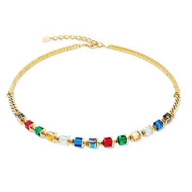Collier - Edelstahl gold - Cubes Fusion multicolor