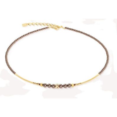 Collier - Edelstahl - Cubes Türkis & Perlen