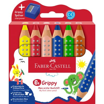 Faber-Castell Buntstiftset Grippy 110635 sort 6ST + Spitzer