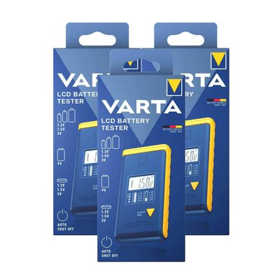 3x VARTA Batterietester LCD 893 - für AA AAA Baby C Mono D 9V Block Knopfzellen