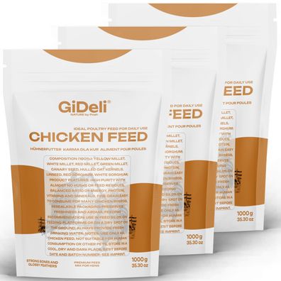 Hühnerfutter 3kg Legemehl Alleinfutter Legeleistung Gentechnikfrei GiDeli