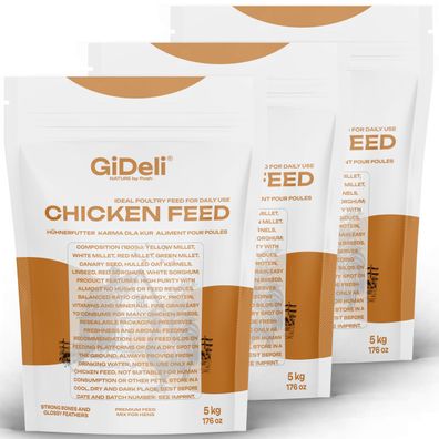 Hühnerfutter 15kg Legemehl Alleinfutter Legeleistung Gentechnikfrei GiDeli